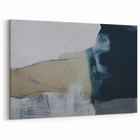 Contemporary Line Art - Abstract Navy and Beige Strokes Canvas Print