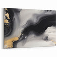 Abstract Brush Strokes - Black, White, and Gold Canvas Wall Art