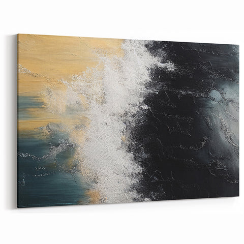 Dramatic Black and White Abstract Strokes - Modern Line Art Canvas