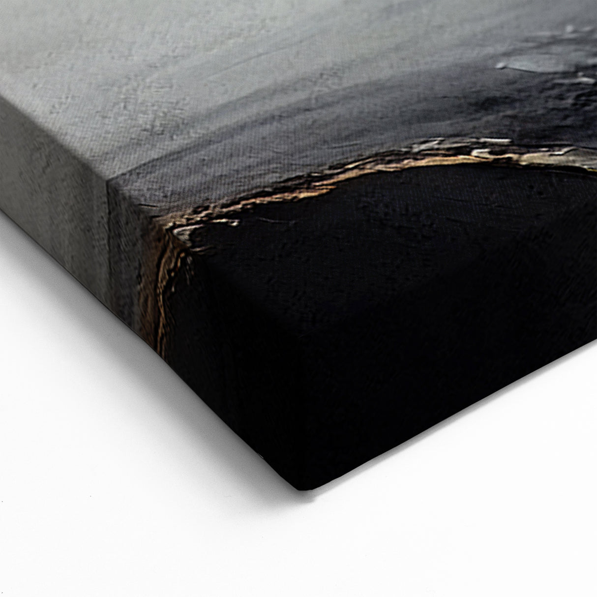 Modern Monochrome Strokes Abstract Art | Elegant Black and Gold Canvas