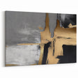Modern Strokes and Lines Abstract Art | Urban Chic Gold and Gray Canvas