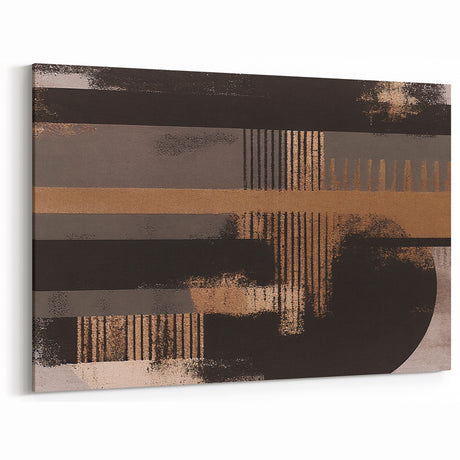 Geometric Strokes and Lines Art | Urban Chic Metallic Bronze Canvas