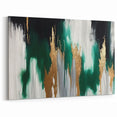 Elegant Abstract Line Art – Gold and Green Strokes Canvas Wall Decor