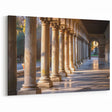 Sunlit Columns Corridor Art - Warm Classical Architecture Canvas Print