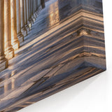 Sunlit Columns Corridor Art - Warm Classical Architecture Canvas Print