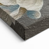 Elegant Floral Abstract Canvas – Teal and Cream Textured Blossom Art