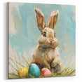 Festive Rabbit with Easter Eggs Wall Art - Colorful Canvas & Prints