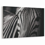 Close-Up Zebra Wall Art - Intimate Black and White Safari Canvas Print
