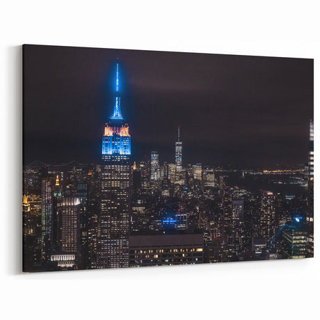 New York City Skyline Art | Night Cityscape with Empire State | Canvas