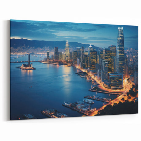 San Francisco Skyline Art | Dusk Cityscape with Illuminated Bay | Canvas