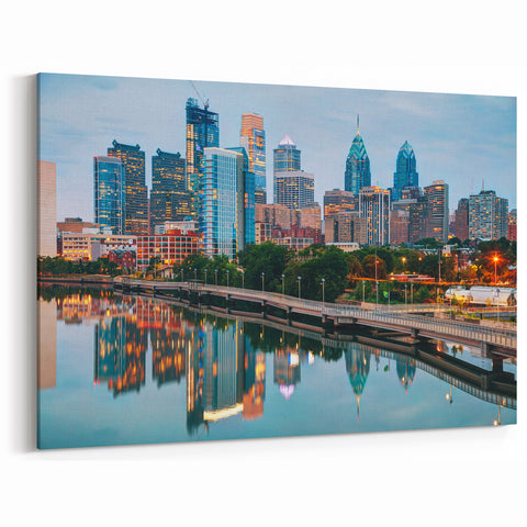 Philadelphia Cityscape Art - Vibrant Skyline with Reflections Print