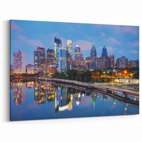 Philadelphia Skyline Photography - Twilight Cityscape Reflections Art