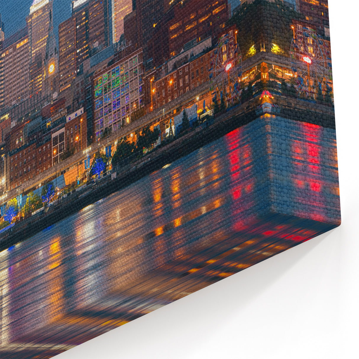 Philadelphia Night Skyline Art - Vibrant Cityscape Reflections Print