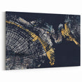 Abstract Line Art with Gold and Navy Accents - Modern Strokes Canvas