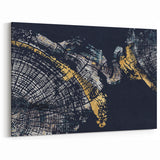 Abstract Line Art with Gold and Navy Accents - Modern Strokes Canvas