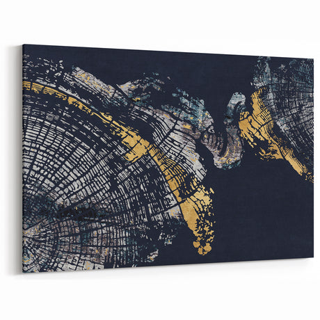 Abstract Line Art with Gold and Navy Accents - Modern Strokes Canvas