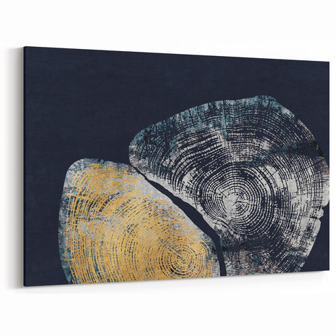 Dual Tone Abstract Rings with Gold Highlights - Modern Canvas Art