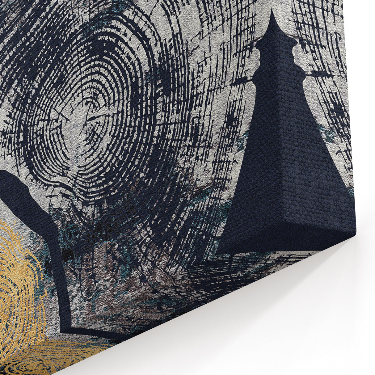 Dual Tone Abstract Rings with Gold Highlights - Modern Canvas Art