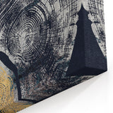 Dual Tone Abstract Rings with Gold Highlights - Modern Canvas Art