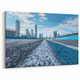 Miami Cityscape Art: Dynamic Racing Track View with Miami Skyline