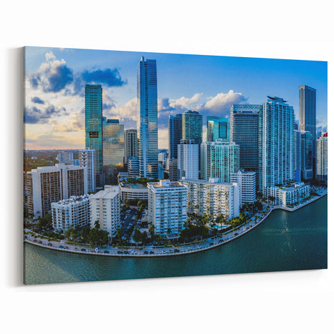 Miami Skyline Wall Art: Vibrant Downtown Miami Cityscape on Canvas