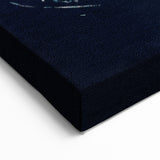 Golden Rings on Navy Abstract Canvas - Modern Wall Art Design