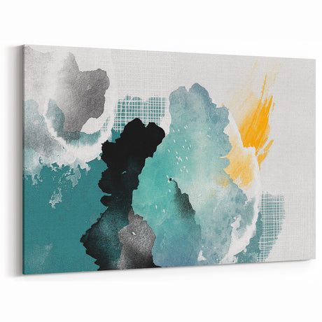 Aqua and Yellow Abstract Art - Modern Watercolor Canvas Print
