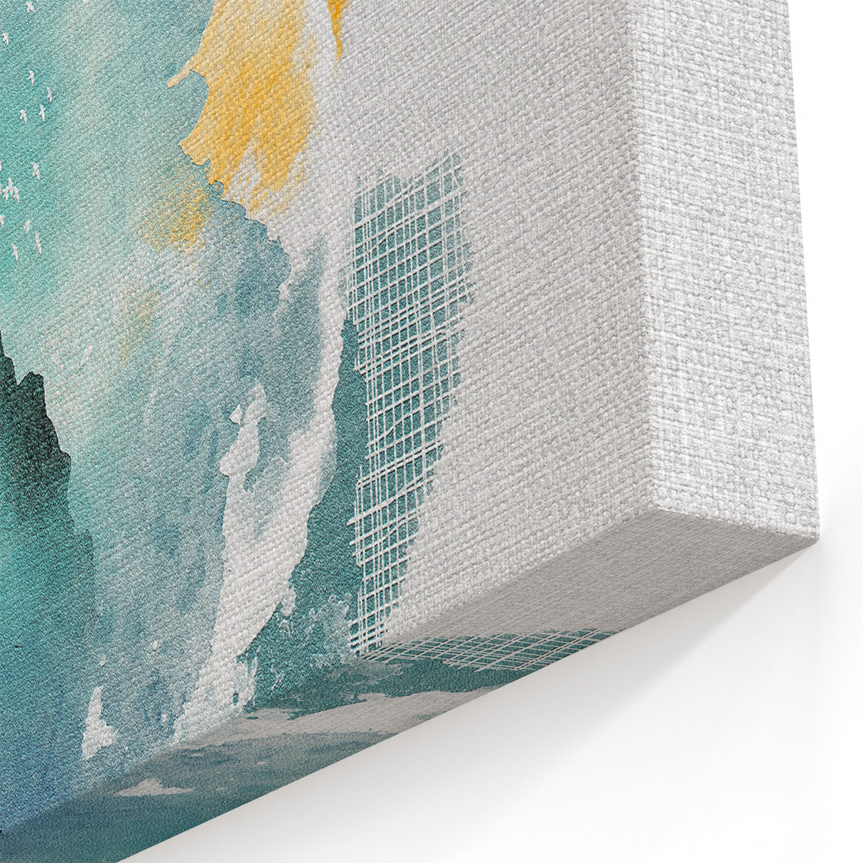 Aqua and Yellow Abstract Art - Modern Watercolor Canvas Print