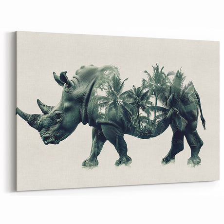 Tropical Rhinoceros Wall Art - Rhino Canvas Print & Framed Decor