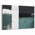 Geometric Strokes and Lines Art | Minimalist Black, White, and Green Canvas