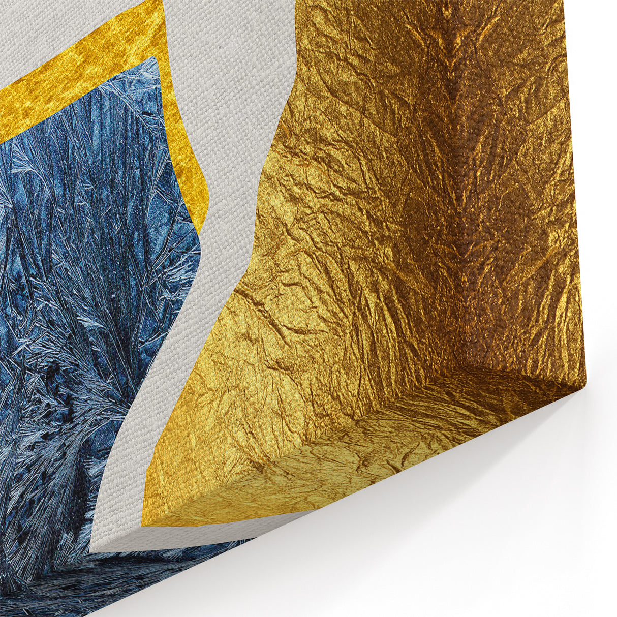 Geometric Abstract Art with Gold and Blue Accents | Modern Wall Décor