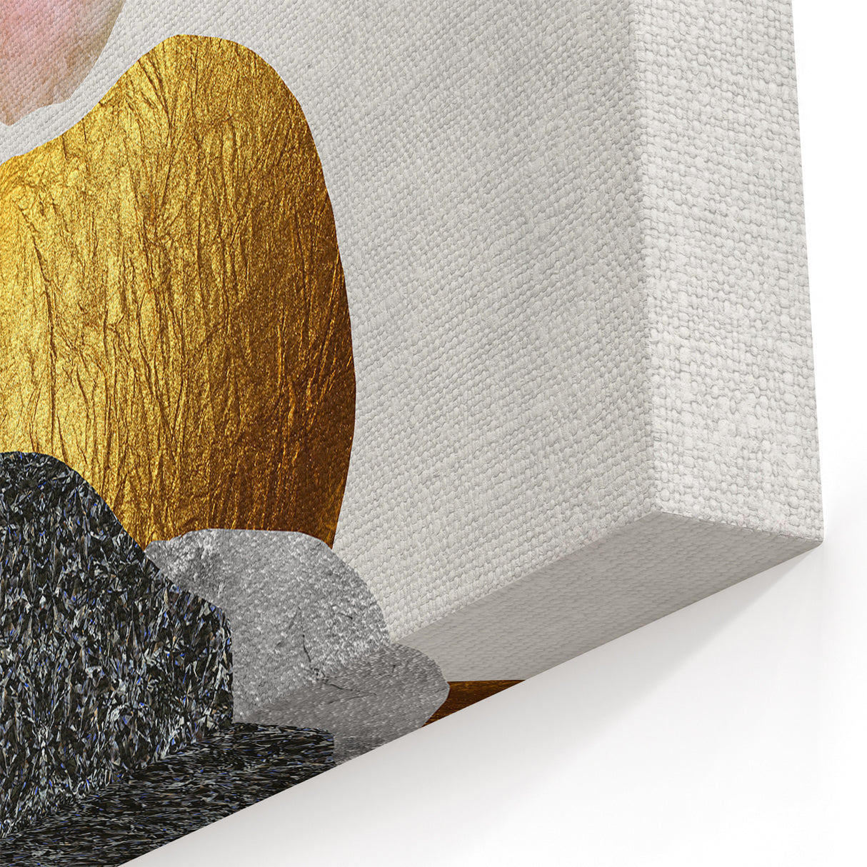 Abstract Geometric Art with Gold, Blue & Pink Accents | Modern Wall Art