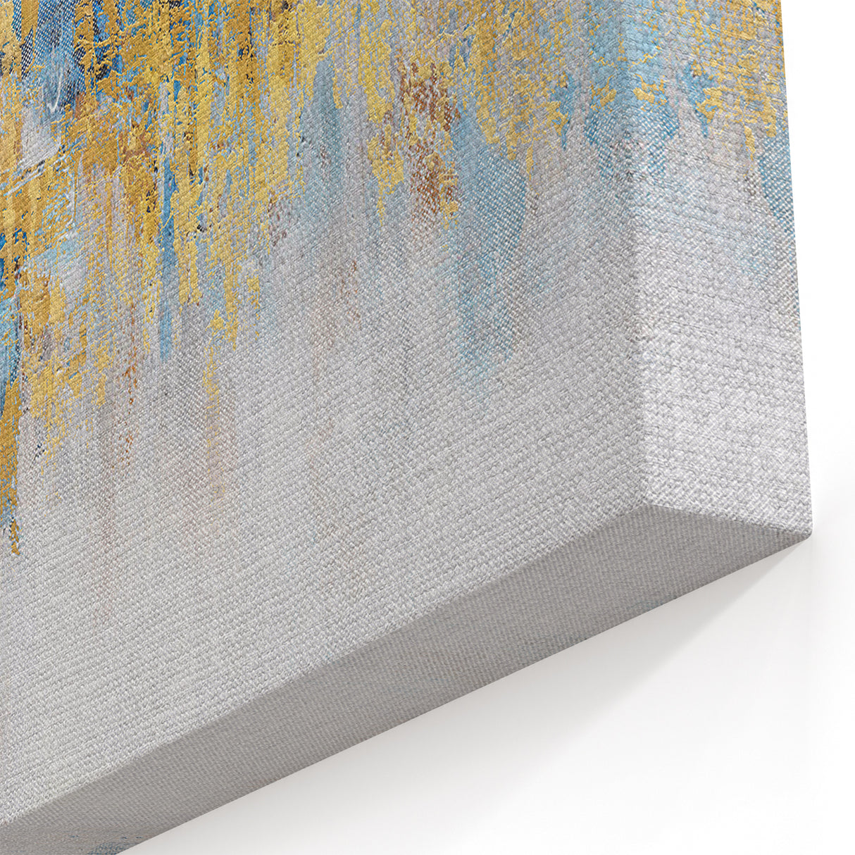 Modern Strokes and Lines Abstract Art - Geometric Gold and Blue Canvas