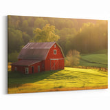 Red Barn Wall Art - Farmhouse Barn Landscape Canvas - Country Decor