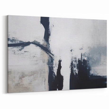 Black and White Strokes Abstract Art | Minimalist Monochrome Canvas
