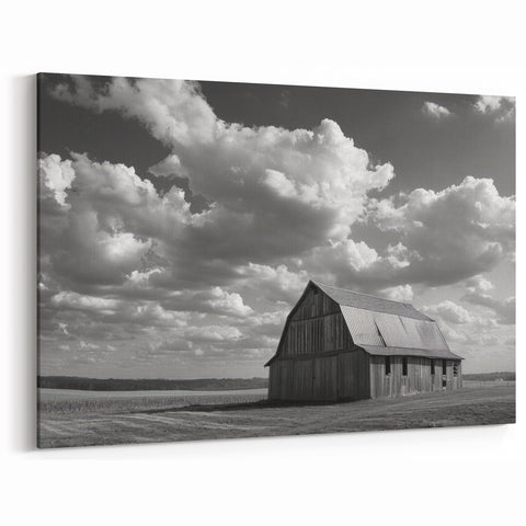 Black and White Barn Wall Art - Rustic Farmhouse Canvas Print - Classic Decor