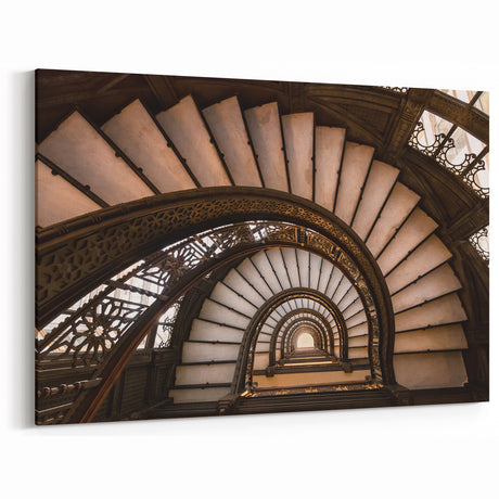 Elegant Spiral Staircase Wall Art - Architectural Photography Canvas Print