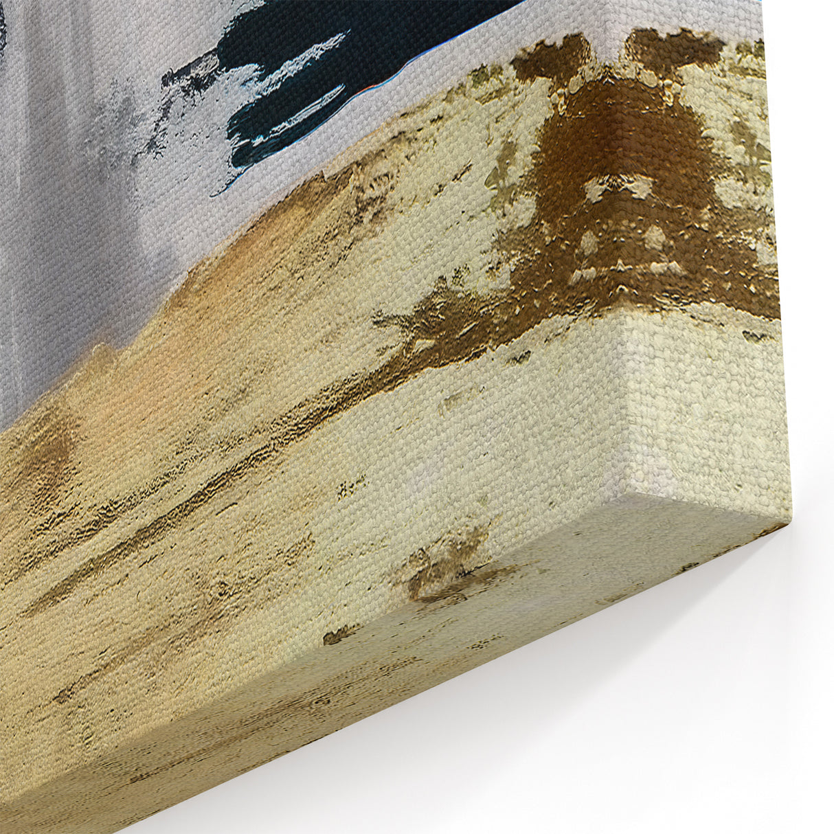 Modern Abstract Brush Strokes Art | Black and Gold Canvas Decor