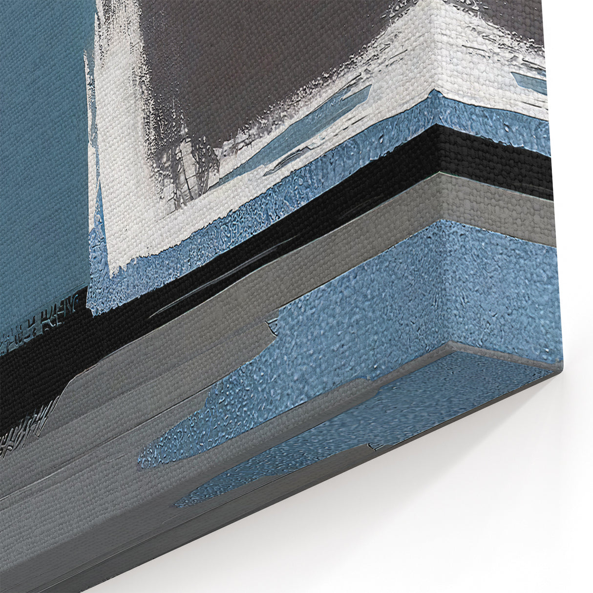 Modern Abstract Strokes and Lines Art | Blue, Black, and Gray Canvas