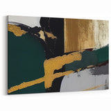 Bold Geometric Abstract Canvas Art | Modern Green and Gold Decor