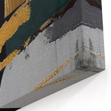Bold Geometric Abstract Canvas Art | Modern Green and Gold Decor