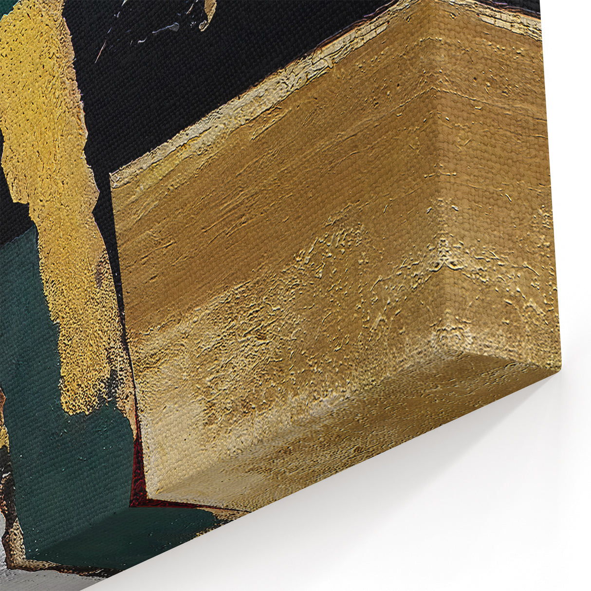 Luxury Abstract Geometric Canvas Art | Modern Green and Gold Decor