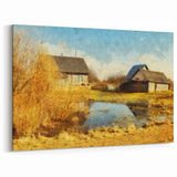Winter Barn in Snow Wall Art - Rustic Farmhouse Canvas Print - Country Decor