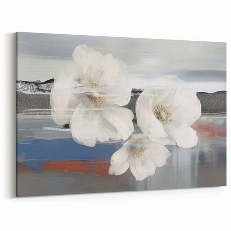 Minimalist Strokes and Lines Abstract Art - White Floral Canvas Print