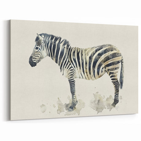 Watercolor Zebra Wall Art - Minimalist Safari Canvas Print