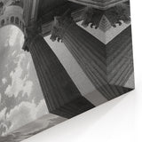 Majestic Columns & Ceiling Art - Dramatic Black & White Canvas Print