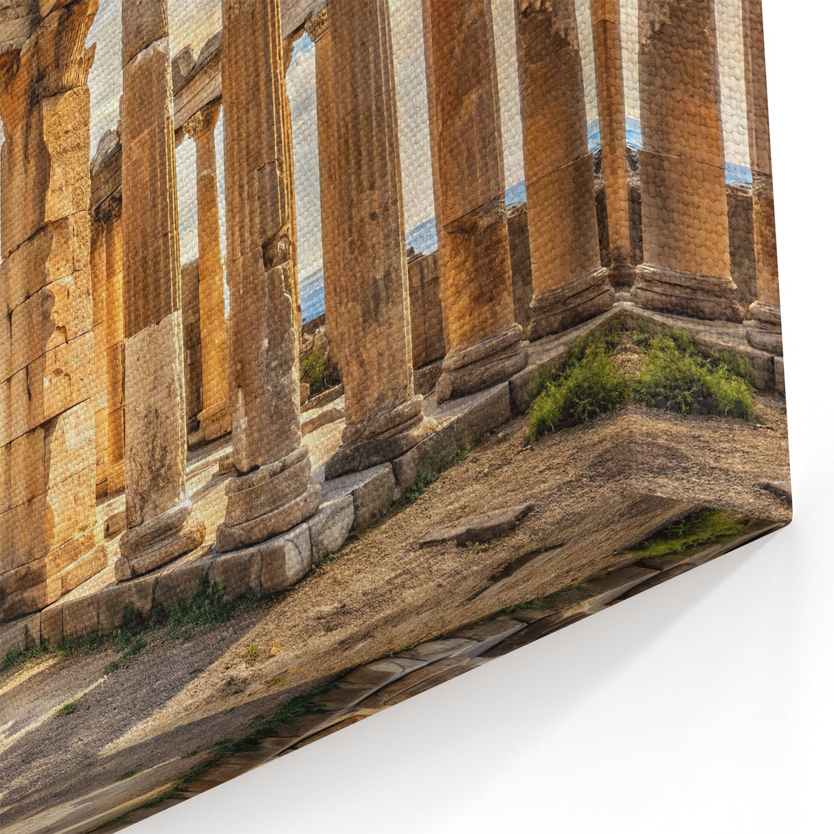 Ancient Ruins Columns Art - Dramatic Sky & Stone Canvas Print