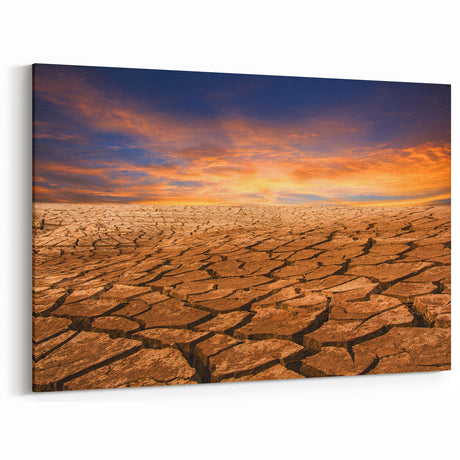 Golden Desert Cracks - Captivating Desert Landscape Canvas Wall Art