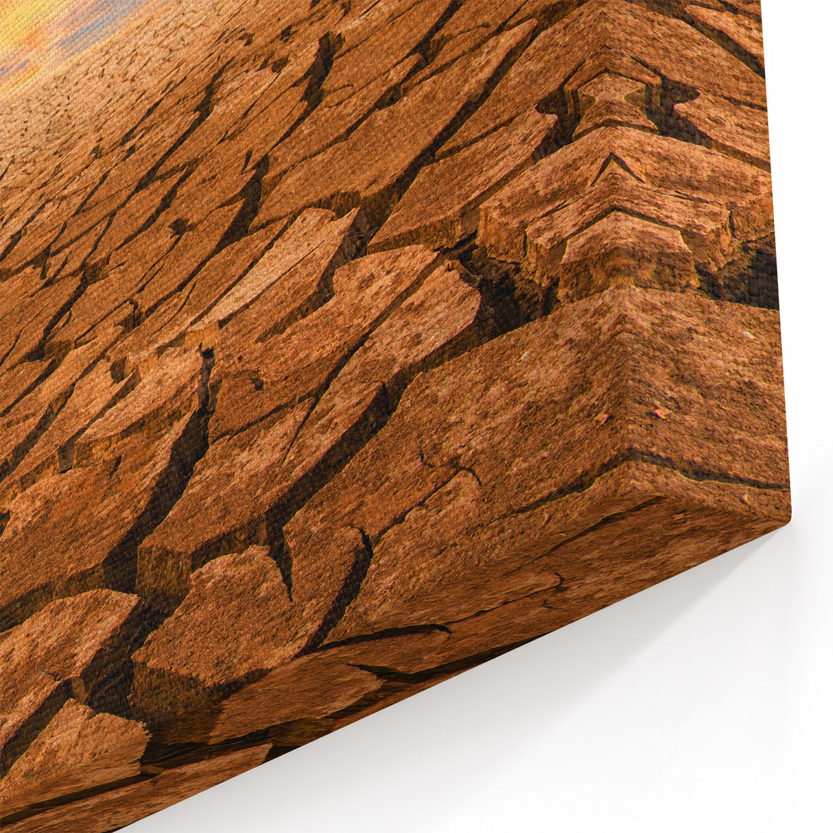 Golden Desert Cracks - Captivating Desert Landscape Canvas Wall Art
