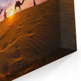 Camel Caravan at Sunset - Stunning Desert Landscape Canvas Wall Art
